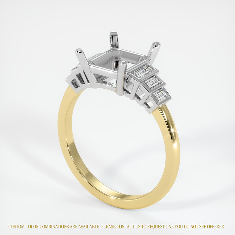 18K White & Yellow Antique Style Ring Setting