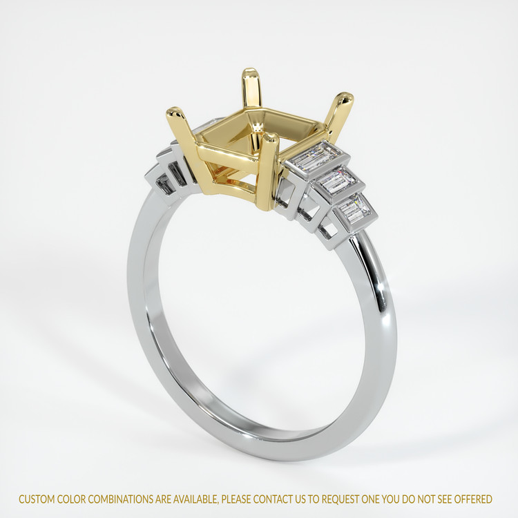 18K Yellow & White Antique Style Ring Setting