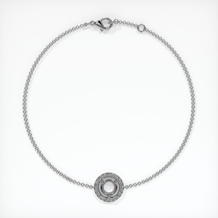 14K White Gold Pave Bracelet Setting