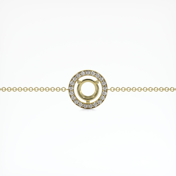 18K Yellow Gold Pave Bracelet Setting