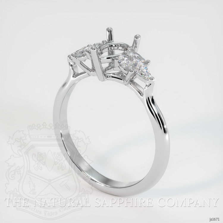 14K White Gold Accent Stones Ring Setting