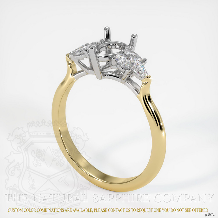 14K White & Yellow Accent Stones Ring Setting