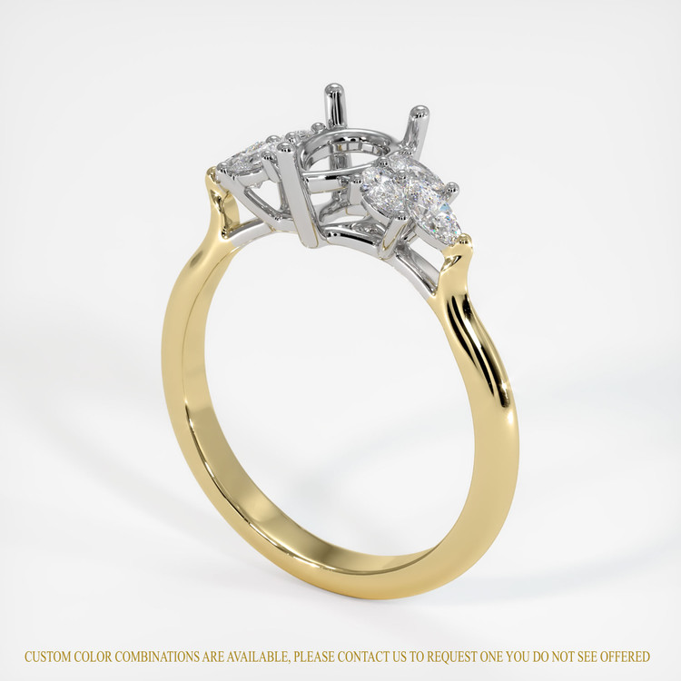 14K White & Yellow Accent Stones Ring Setting