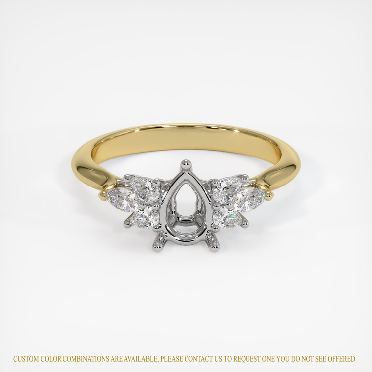 14K White & Yellow Accent Stones Ring Setting