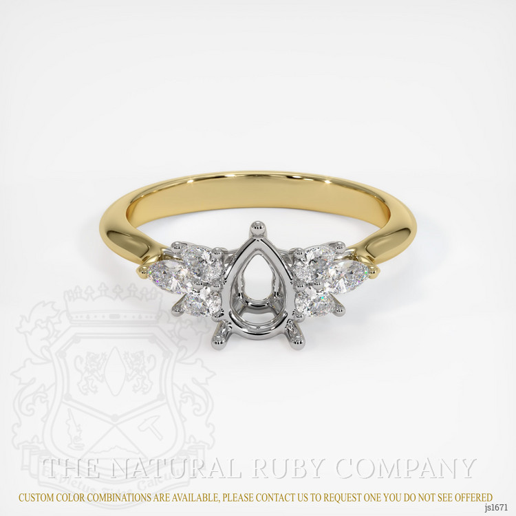 14K White & Yellow Accent Stones Ring Setting