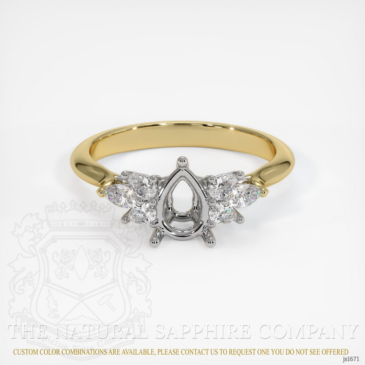 14K White & Yellow Accent Stones Ring Setting