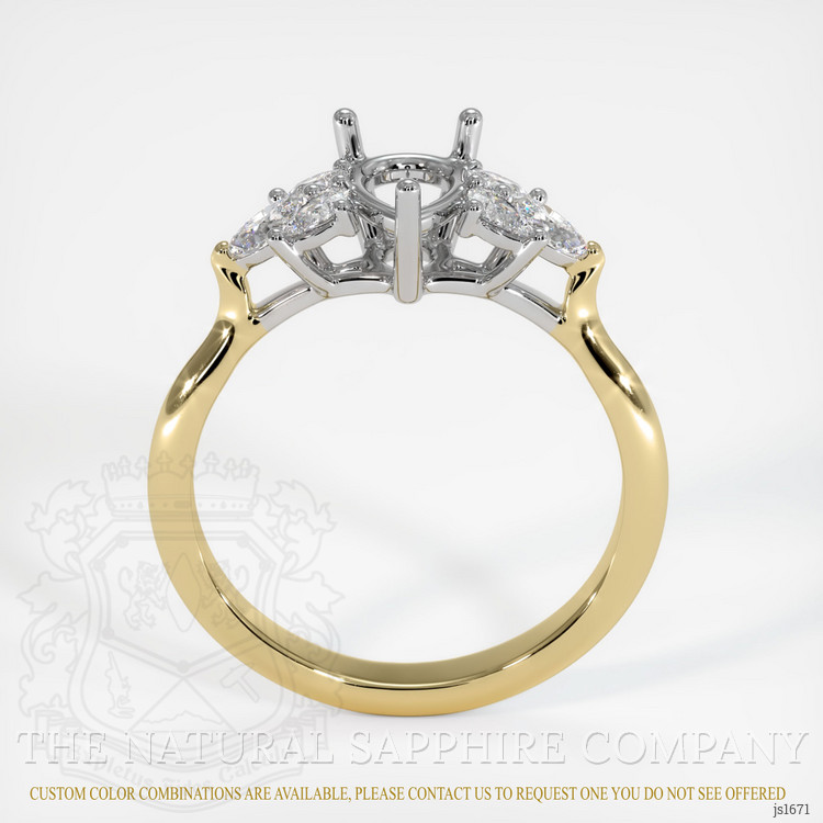 14K White & Yellow Accent Stones Ring Setting