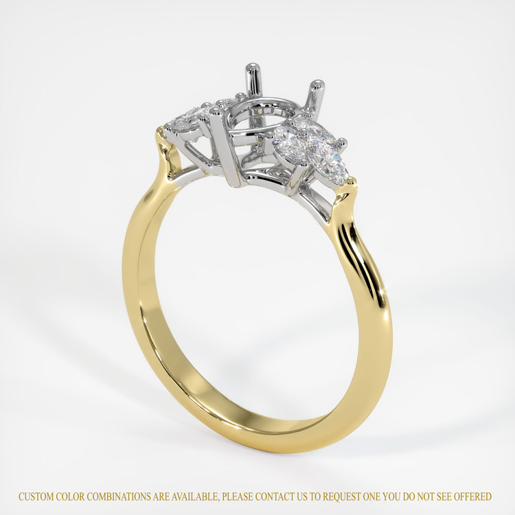 18K White & Yellow Accent Stones Ring Setting