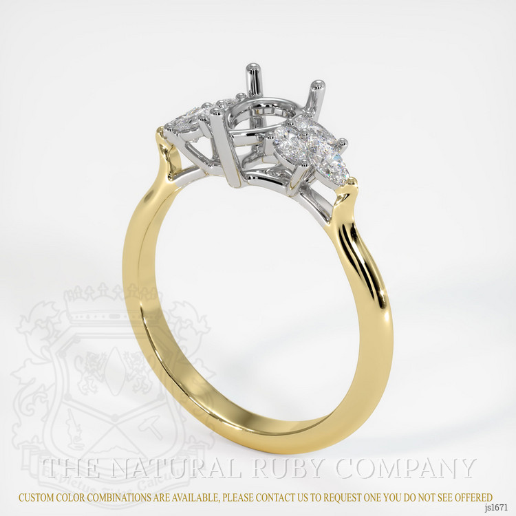 18K White & Yellow Accent Stones Ring Setting