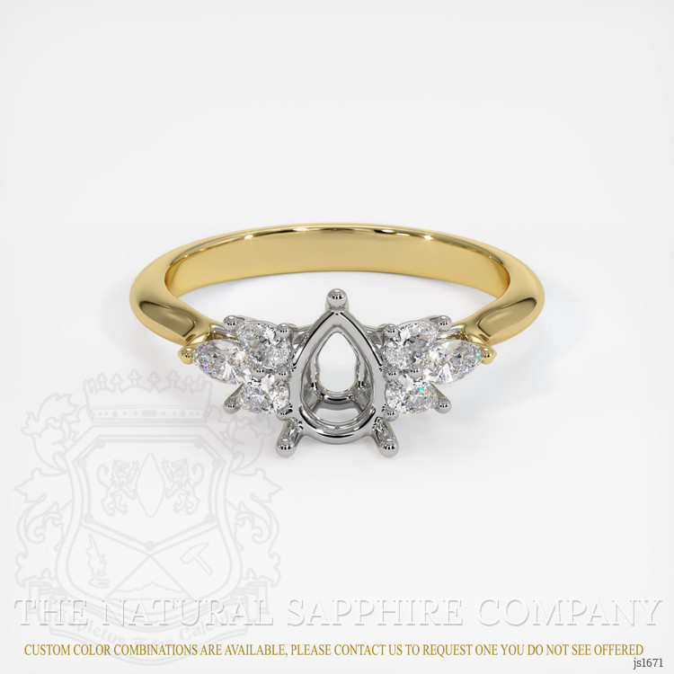 18K White & Yellow Accent Stones Ring Setting