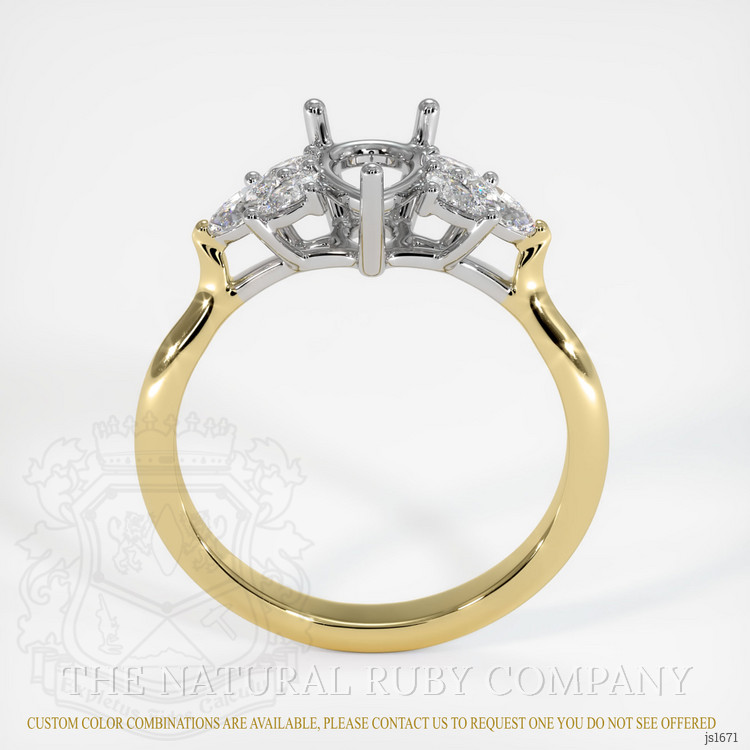 18K White & Yellow Accent Stones Ring Setting