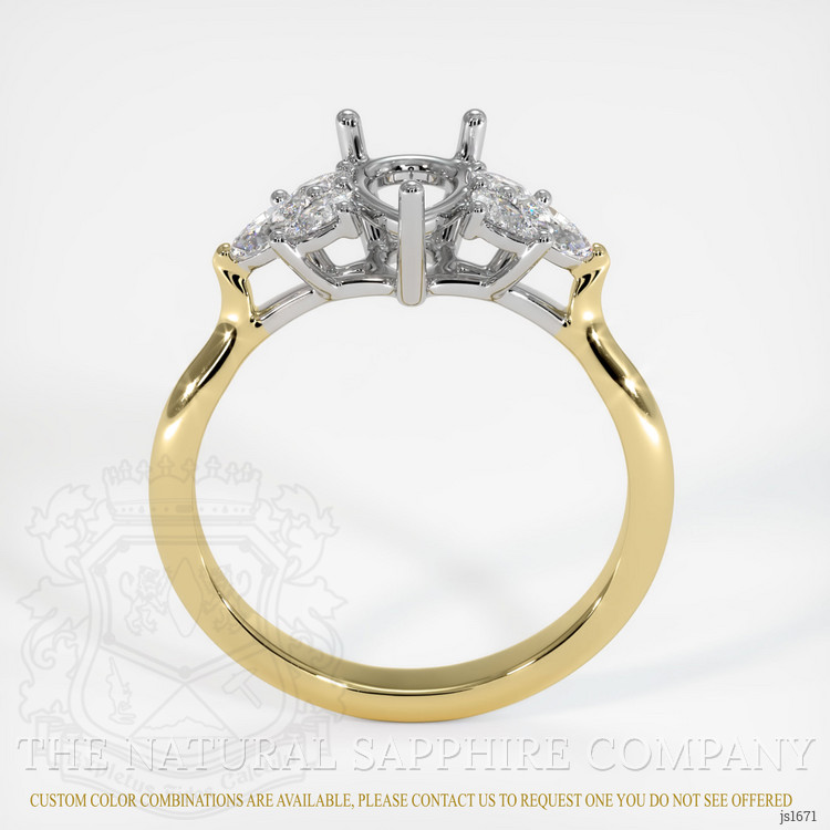 18K White & Yellow Accent Stones Ring Setting