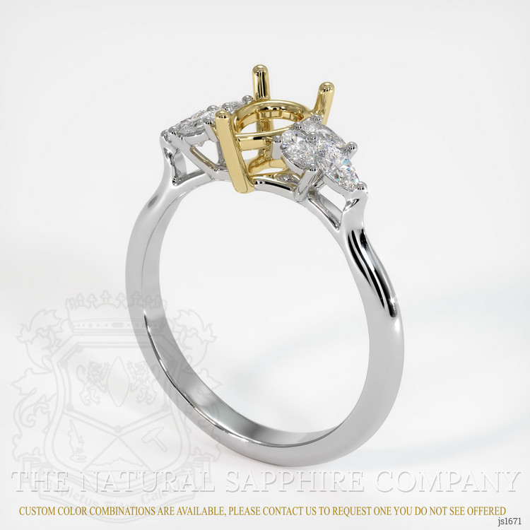 18K Yellow & White Accent Stones Ring Setting
