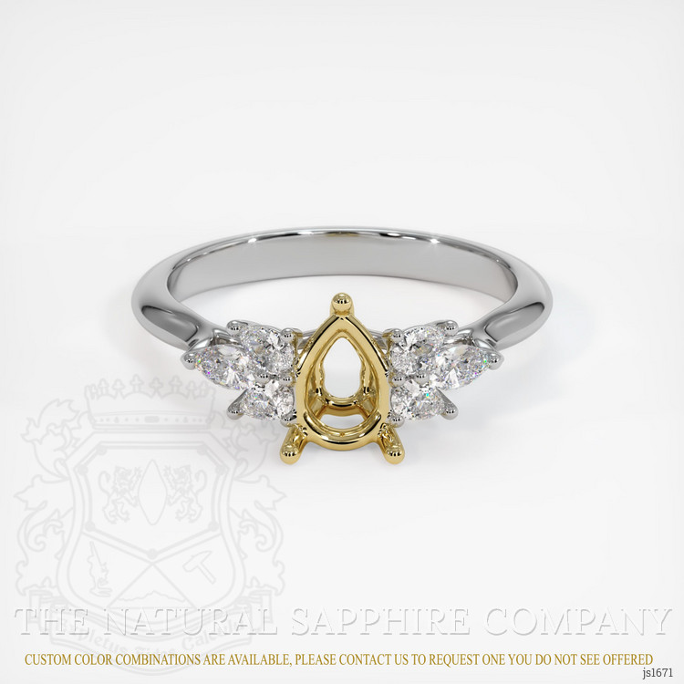 18K Yellow & White Accent Stones Ring Setting