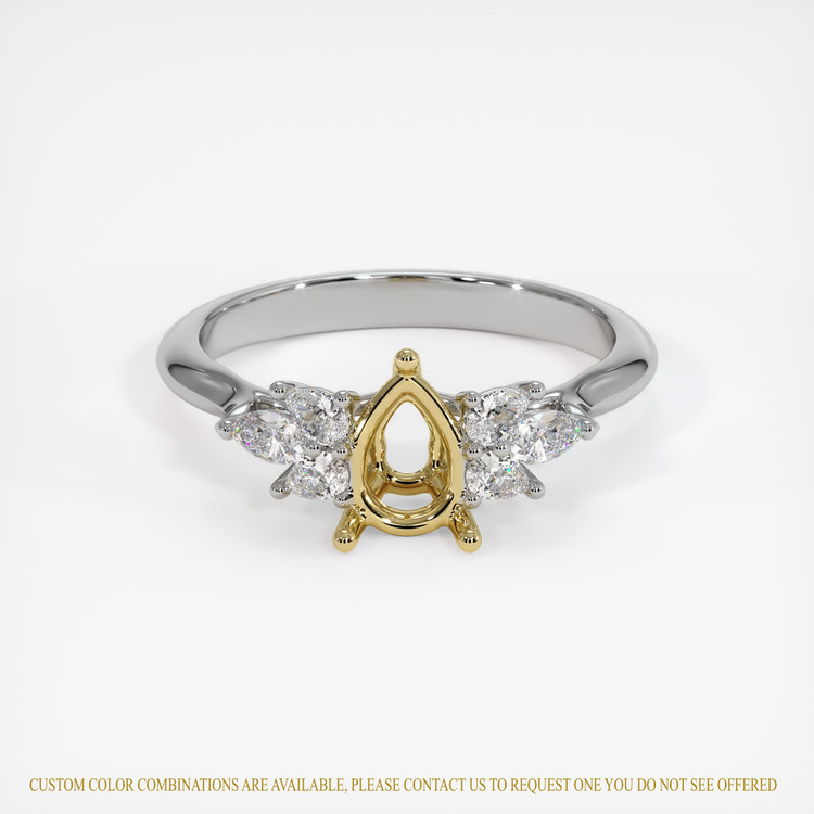 18K Yellow & White Accent Stones Ring Setting