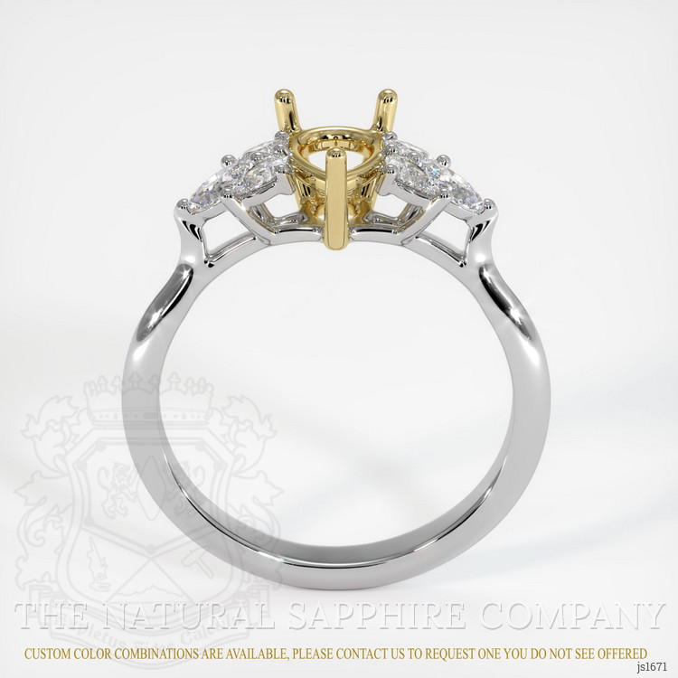 18K Yellow & White Accent Stones Ring Setting