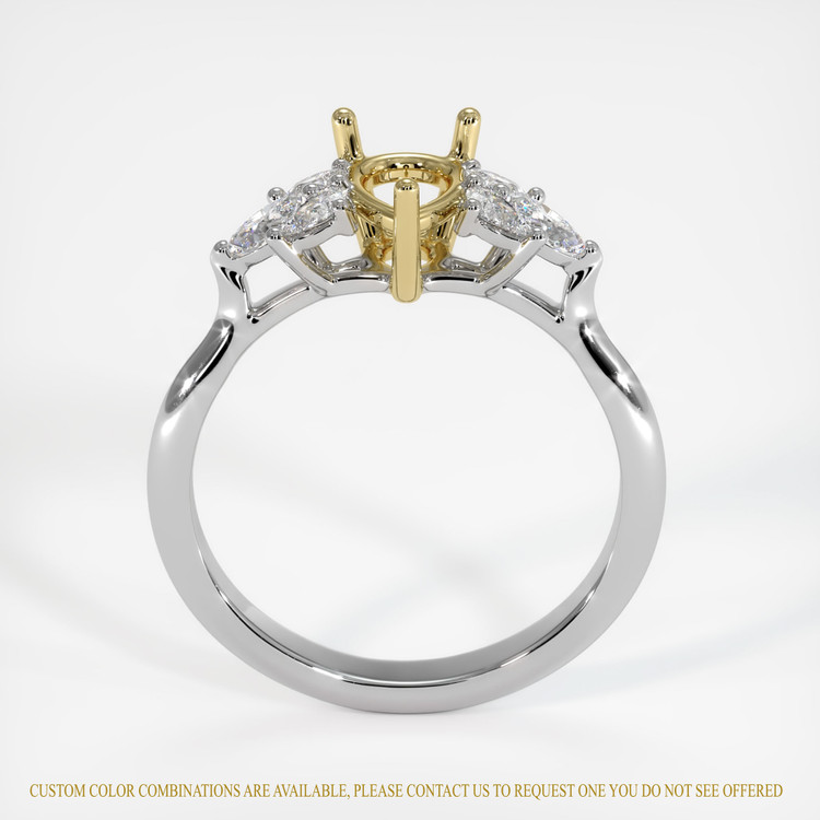 18K Yellow & White Accent Stones Ring Setting