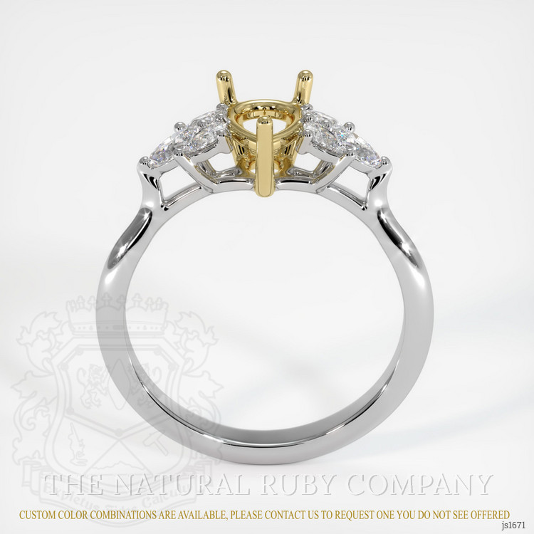 18K Yellow & White Accent Stones Ring Setting