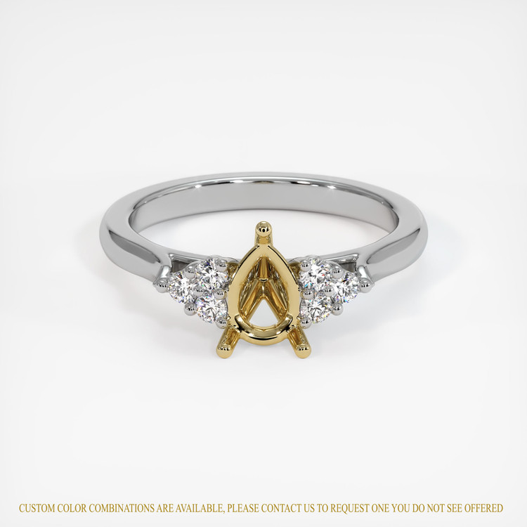 14K Yellow & White Accent Stones Ring Setting