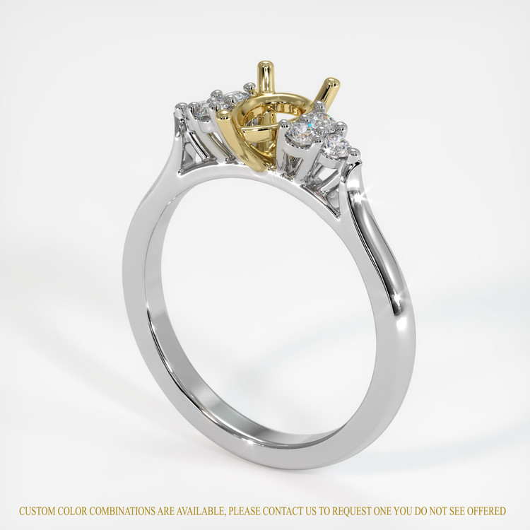 18K Yellow & White Accent Stones Ring Setting