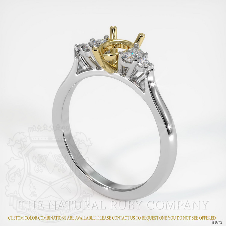 18K Yellow & White Accent Stones Ring Setting