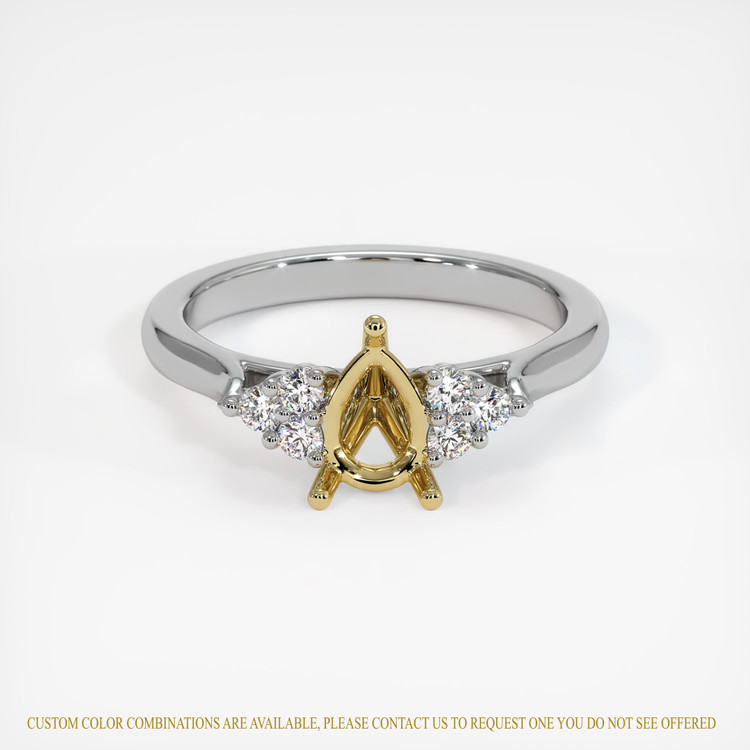 18K Yellow & White Accent Stones Ring Setting