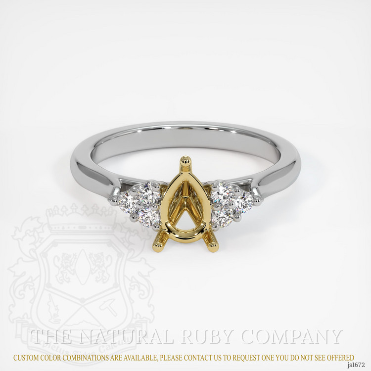 18K Yellow & White Accent Stones Ring Setting