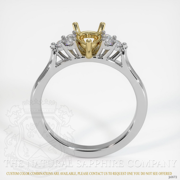 18K Yellow & White Accent Stones Ring Setting