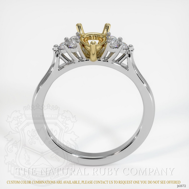 18K Yellow & White Accent Stones Ring Setting