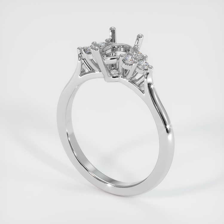 14K White Gold Accent Stones Ring Setting