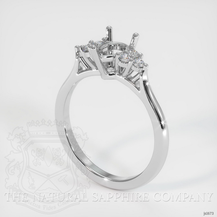 14K White Gold Accent Stones Ring Setting