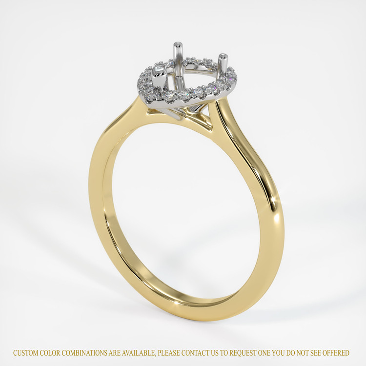 14K White & Yellow Pave Ring Setting