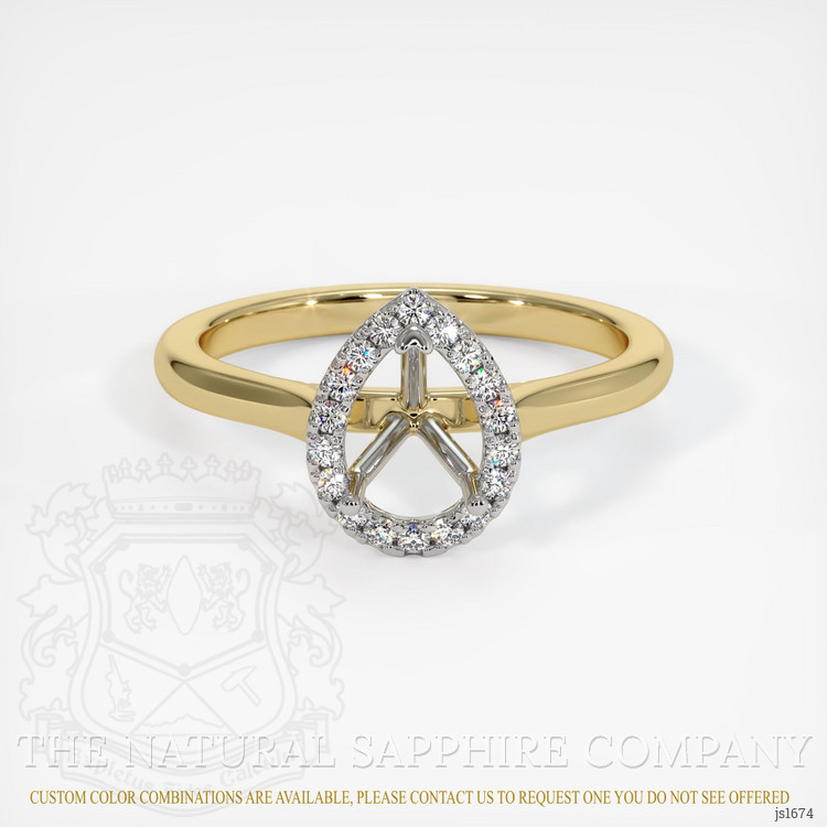 14K White & Yellow Pave Ring Setting