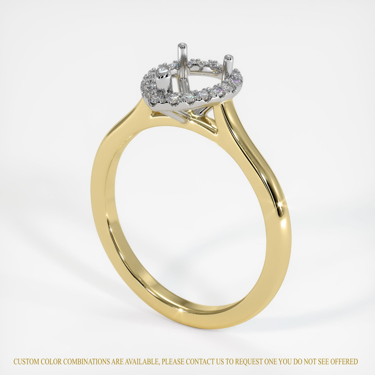 18K White & Yellow Pave Ring Setting