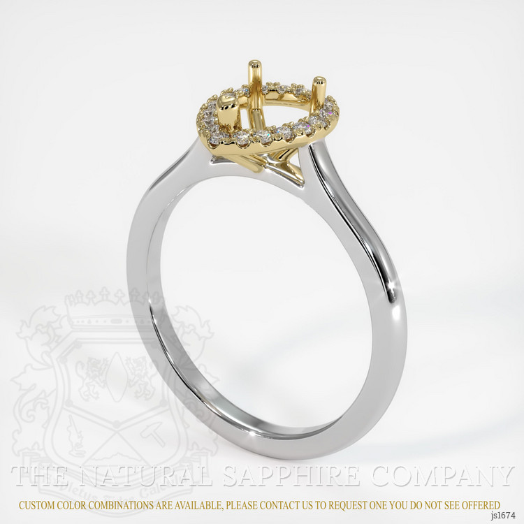 14K Yellow & White Pave Ring Setting