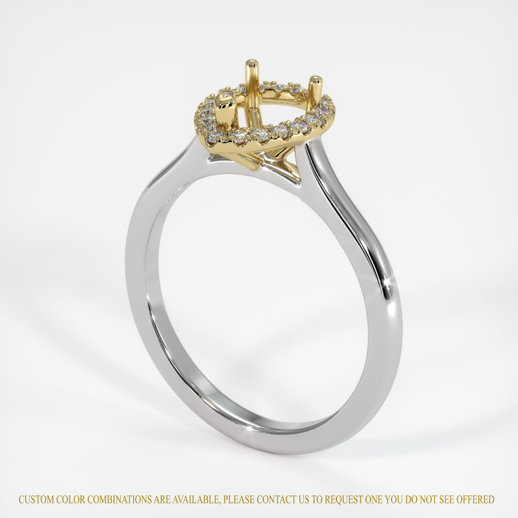 14K Yellow & White Pave Ring Setting
