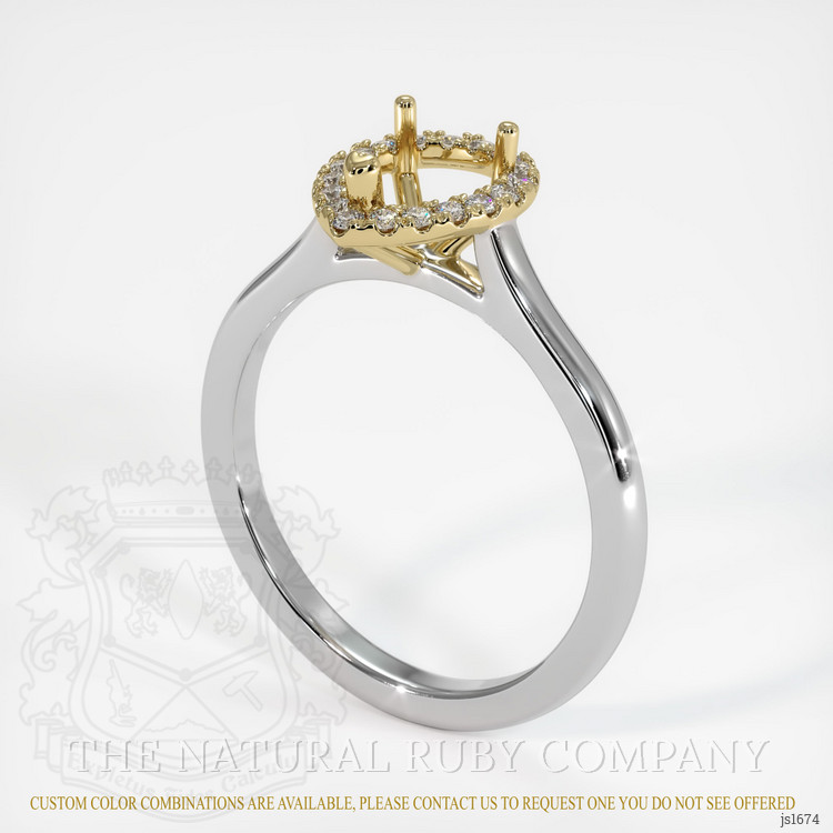 14K Yellow & White Pave Ring Setting