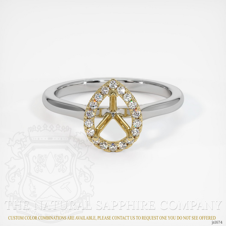 14K Yellow & White Pave Ring Setting