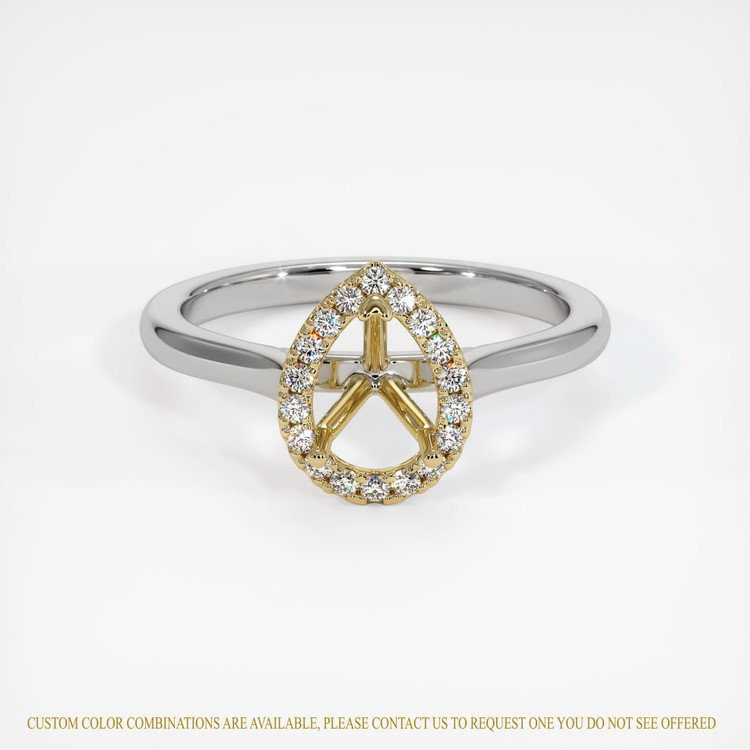 14K Yellow & White Pave Ring Setting