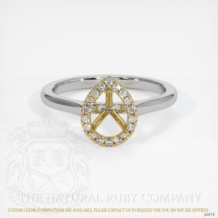 14K Yellow & White Pave Ring Setting