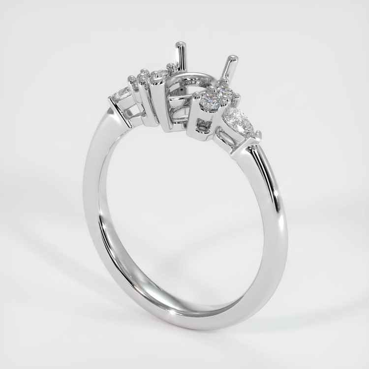 14K White Gold Accent Stones Ring Setting