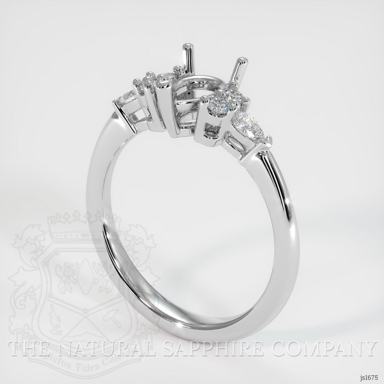 14K White Gold Accent Stones Ring Setting