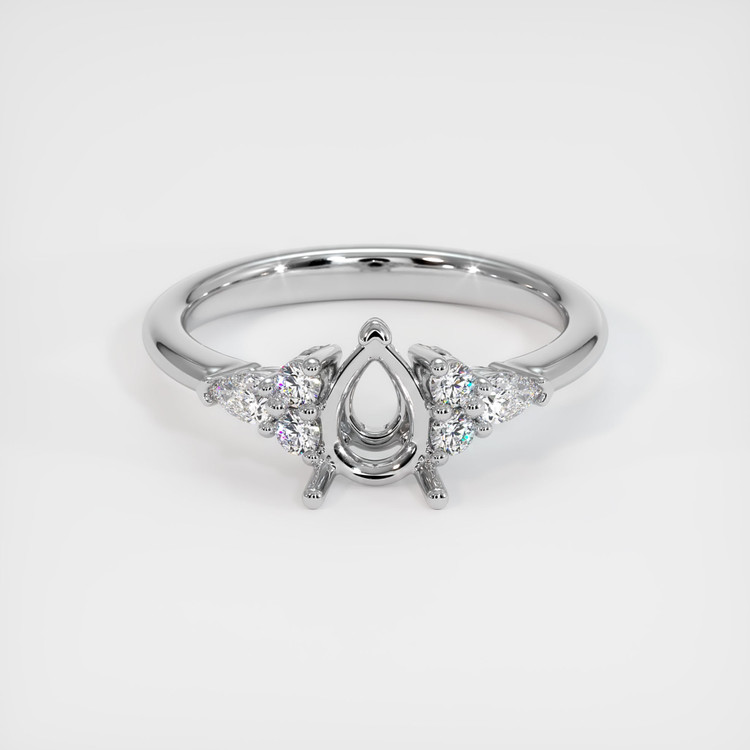 14K White Gold Accent Stones Ring Setting