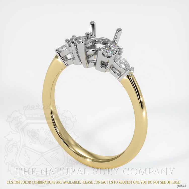 14K White & Yellow Accent Stones Ring Setting