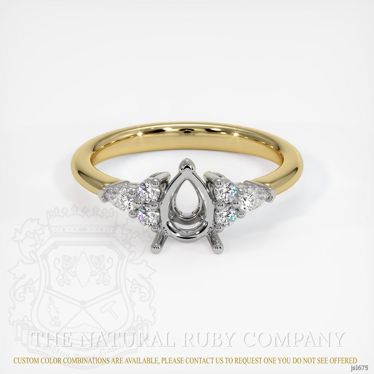 14K White & Yellow Accent Stones Ring Setting