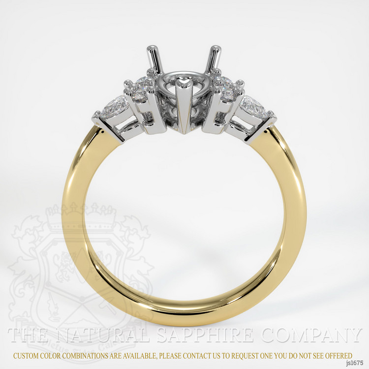 14K White & Yellow Accent Stones Ring Setting