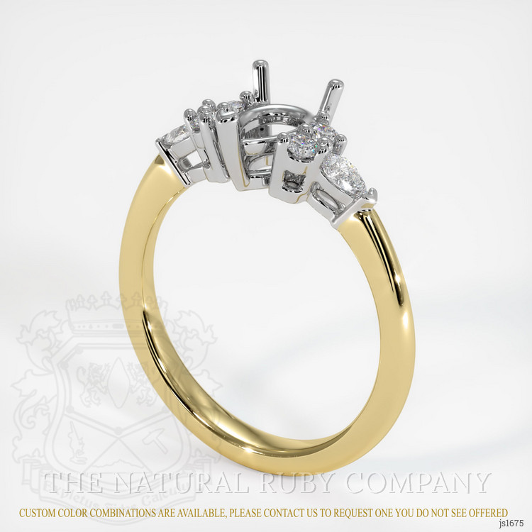 18K White & Yellow Accent Stones Ring Setting