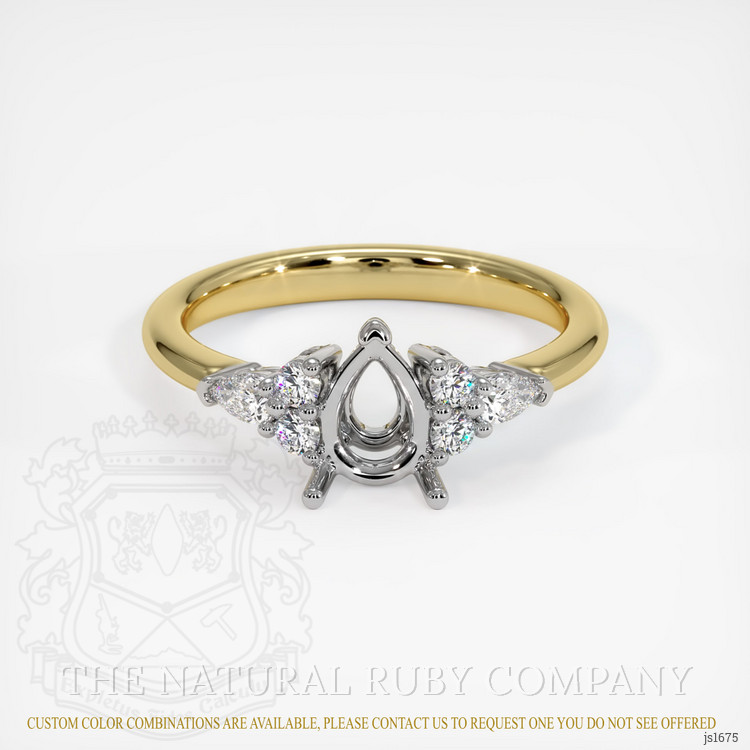 18K White & Yellow Accent Stones Ring Setting