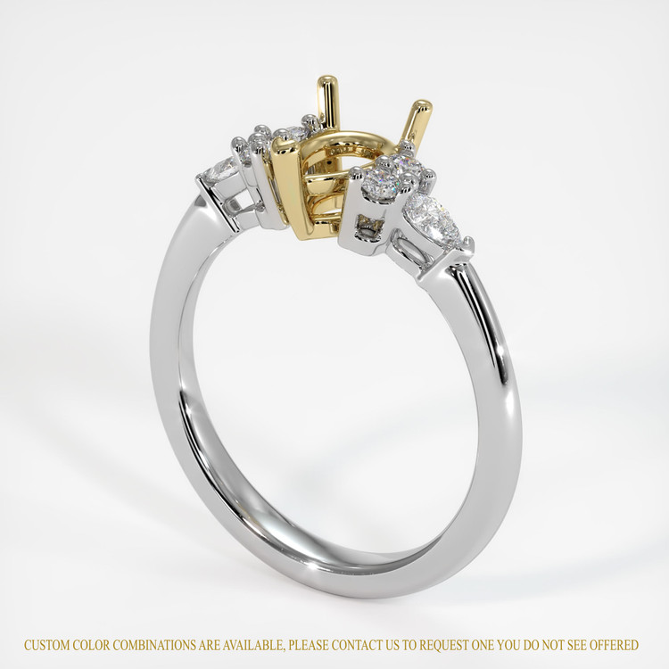 14K Yellow & White Accent Stones Ring Setting