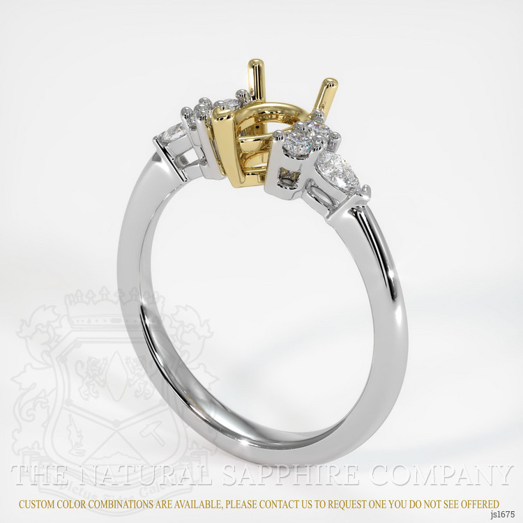 18K Yellow & White Accent Stones Ring Setting